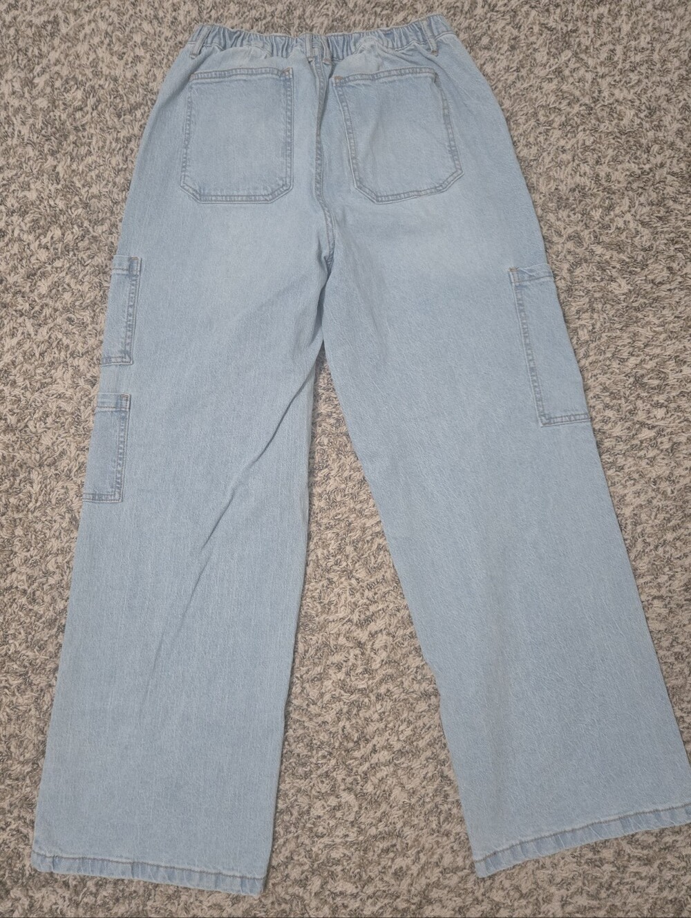 No Boundaries Light Blue Wide Leg Cargo Jeans - Picture 2 of 3